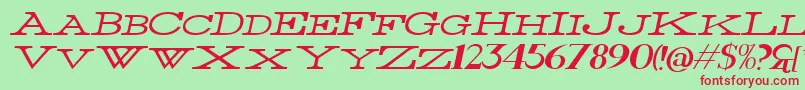 Czcionka ThinWideItalic – czerwone czcionki na zielonym tle