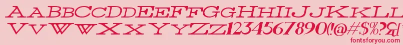 Czcionka ThinWideItalic – czerwone czcionki na różowym tle