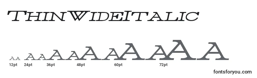 Размеры шрифта ThinWideItalic