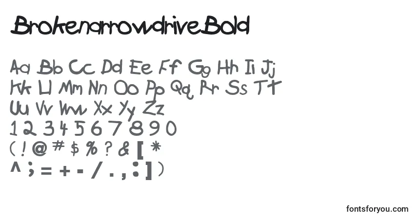A fonte BrokenarrowdriveBold – alfabeto, números, caracteres especiais