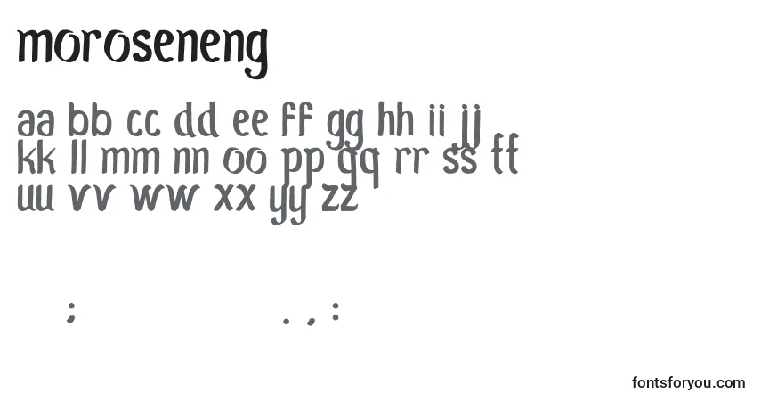 Fuente MoroSeneng - alfabeto, números, caracteres especiales