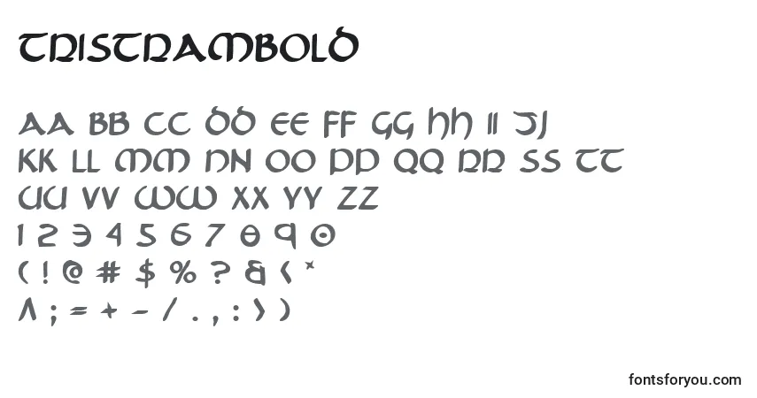 A fonte TristramBold – alfabeto, números, caracteres especiais
