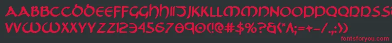 Czcionka TristramBold – czerwone czcionki na czarnym tle
