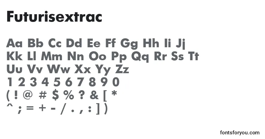 Schriftart Futurisextrac – Alphabet, Zahlen, spezielle Symbole