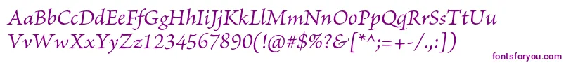 BriosoproItalic-fontti – violetit fontit valkoisella taustalla