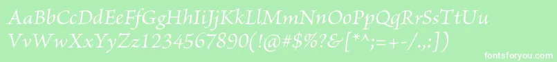 BriosoproItalic Font – White Fonts on Green Background