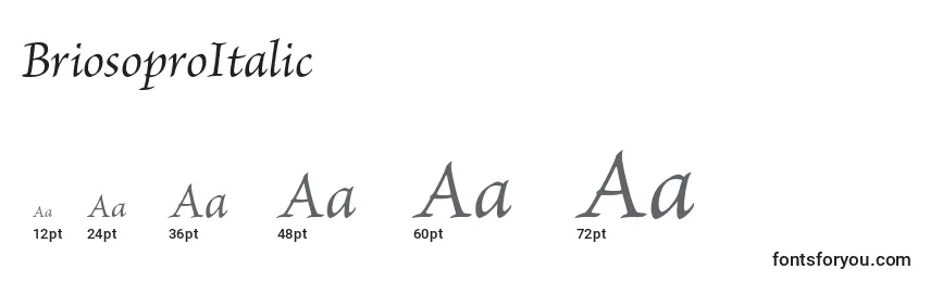 BriosoproItalic Font Sizes