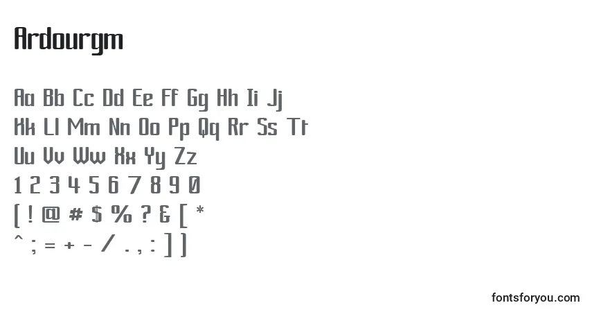 Schriftart Ardourgm – Alphabet, Zahlen, spezielle Symbole