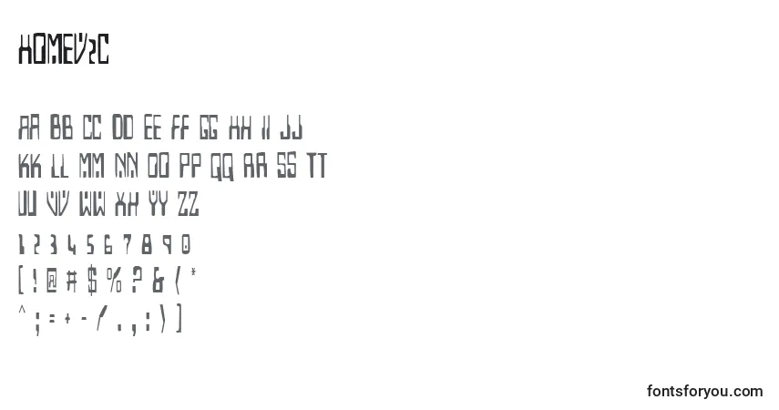 Schriftart Homev2c – Alphabet, Zahlen, spezielle Symbole