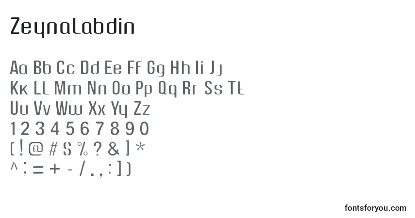 A fonte Zeynalabdin (83199) – alfabeto, números, caracteres especiais