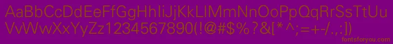 UniversLightNormal-Schriftart – Braune Schriften auf violettem Hintergrund