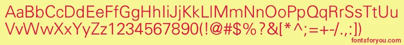 UniversLightNormal Font – Red Fonts on Yellow Background