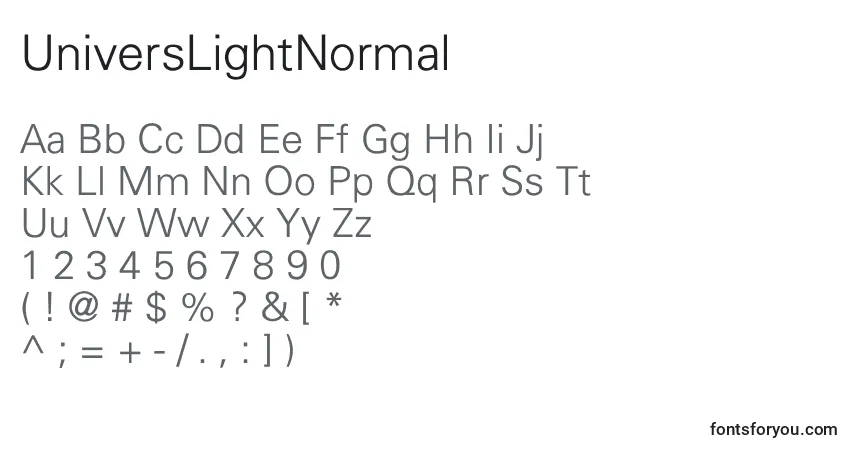 characters of universlightnormal font, letter of universlightnormal font, alphabet of  universlightnormal font