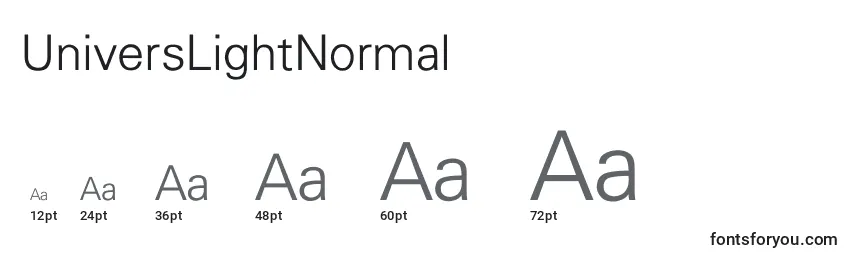sizes of universlightnormal font, universlightnormal sizes