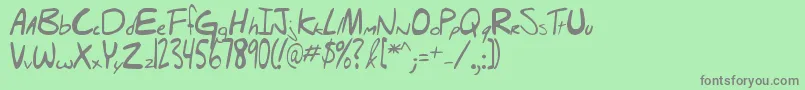 フォントHellobrady – 緑の背景に灰色の文字
