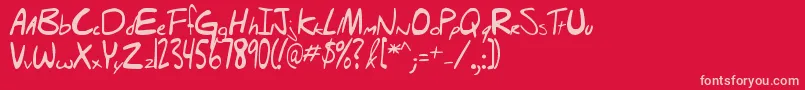Hellobrady Font – Pink Fonts on Red Background