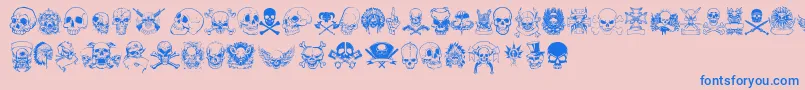 Fonte OnlySkulls – fontes azuis em um fundo rosa