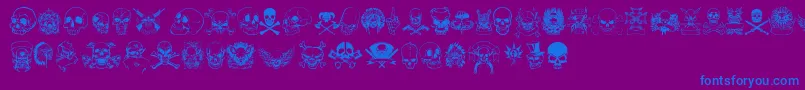 OnlySkulls-Schriftart – Blaue Schriften auf violettem Hintergrund