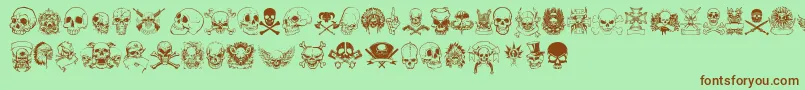 フォントOnlySkulls – 緑の背景に茶色のフォント