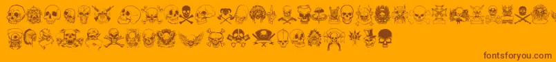 OnlySkulls-Schriftart – Braune Schriften auf orangefarbenem Hintergrund