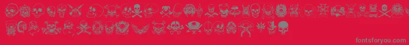 OnlySkulls-Schriftart – Graue Schriften auf rotem Hintergrund