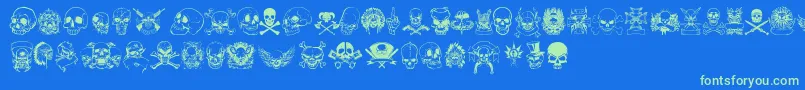 OnlySkulls-Schriftart – Grüne Schriften auf blauem Hintergrund