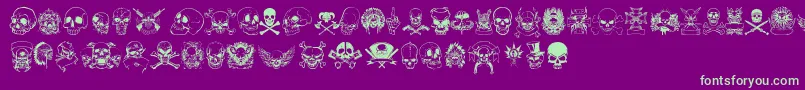 OnlySkulls-Schriftart – Grüne Schriften auf violettem Hintergrund