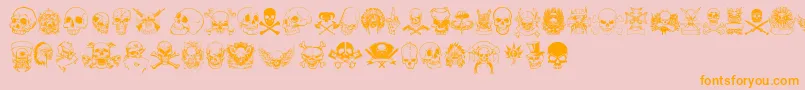 フォントOnlySkulls – オレンジの文字がピンクの背景にあります。