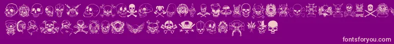 OnlySkulls-Schriftart – Rosa Schriften auf violettem Hintergrund