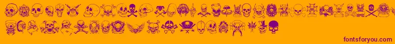 OnlySkulls-Schriftart – Violette Schriften auf orangefarbenem Hintergrund