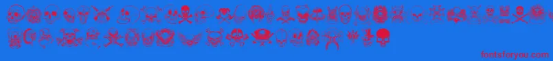 OnlySkulls-Schriftart – Rote Schriften auf blauem Hintergrund