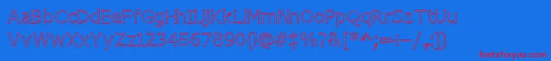 ChizzlerOutline-Schriftart – Rote Schriften auf blauem Hintergrund