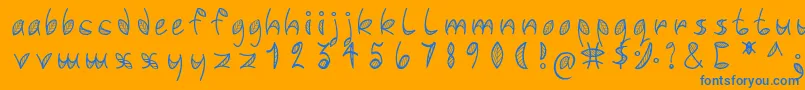 Leafyfont-Schriftart – Blaue Schriften auf orangefarbenem Hintergrund