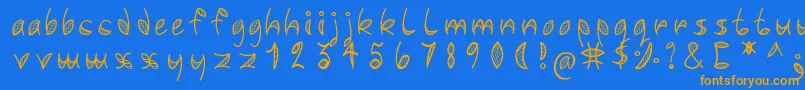 Więcej informacji o czcionce Leafyfont Czcionka Leafyfont – pomarańczowe czcionki na niebieskim tle