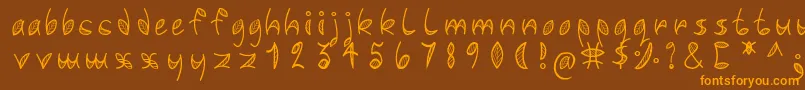 Leafyfont-fontti – oranssit fontit ruskealla taustalla