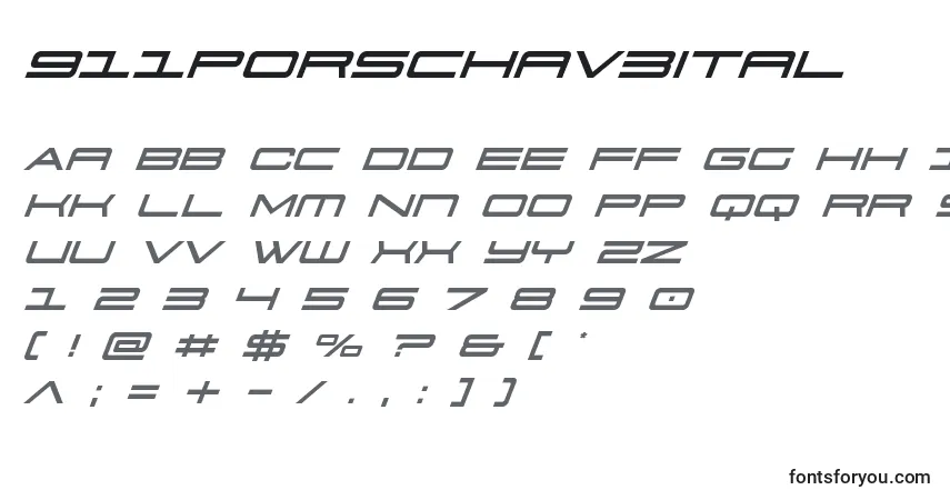 Schriftart 911porschav3ital – Alphabet, Zahlen, spezielle Symbole