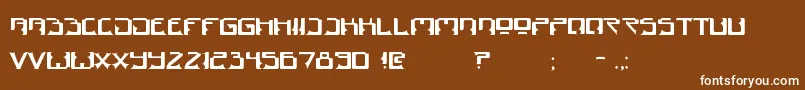 Dogma-Schriftart – Weiße Schriften auf braunem Hintergrund