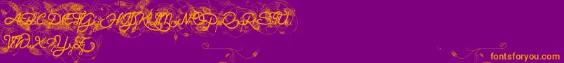 HeleneQueen.K Font – Orange Fonts on Purple Background