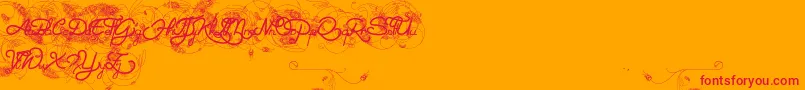 HeleneQueen.K-Schriftart – Rote Schriften auf orangefarbenem Hintergrund