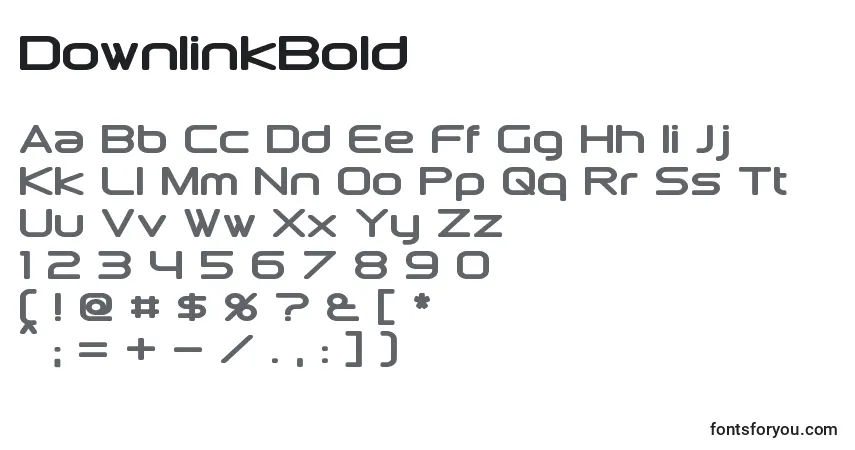 Шрифт DownlinkBold – алфавит, цифры, специальные символы