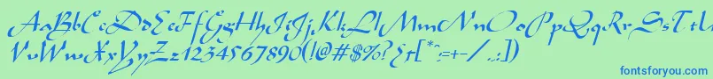AladdinItalic Font – Blue Fonts on Green Background