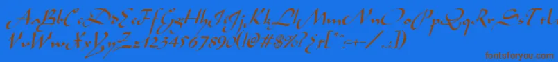 AladdinItalic Font – Brown Fonts on Blue Background
