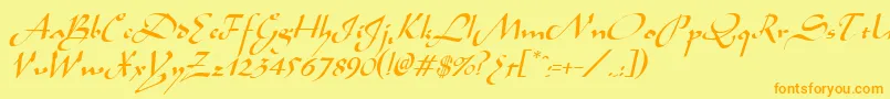 AladdinItalic Font – Orange Fonts on Yellow Background
