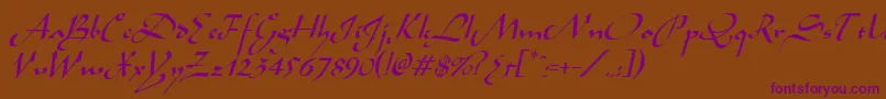 AladdinItalic Font – Purple Fonts on Brown Background