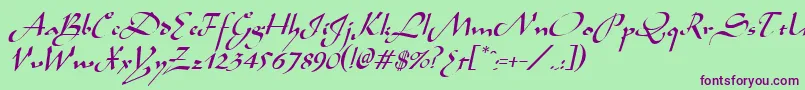 フォントAladdinItalic – 緑の背景に紫のフォント