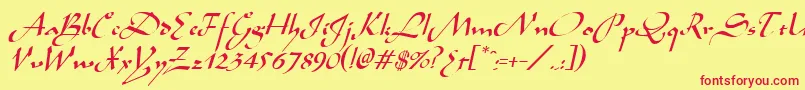 AladdinItalic Font – Red Fonts on Yellow Background