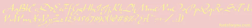 Police AladdinItalic – polices jaunes sur fond rose