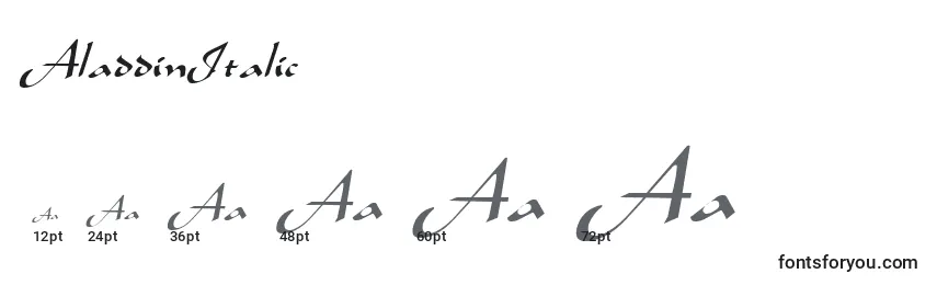 Размеры шрифта AladdinItalic