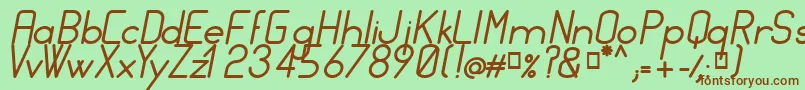 Fonte FocusMediumItalic – fontes marrons em um fundo verde