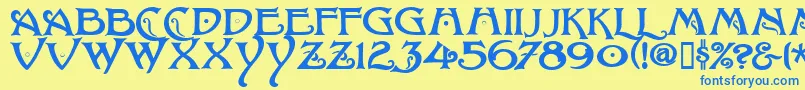BaltimoreNouveau Font – Blue Fonts on Yellow Background
